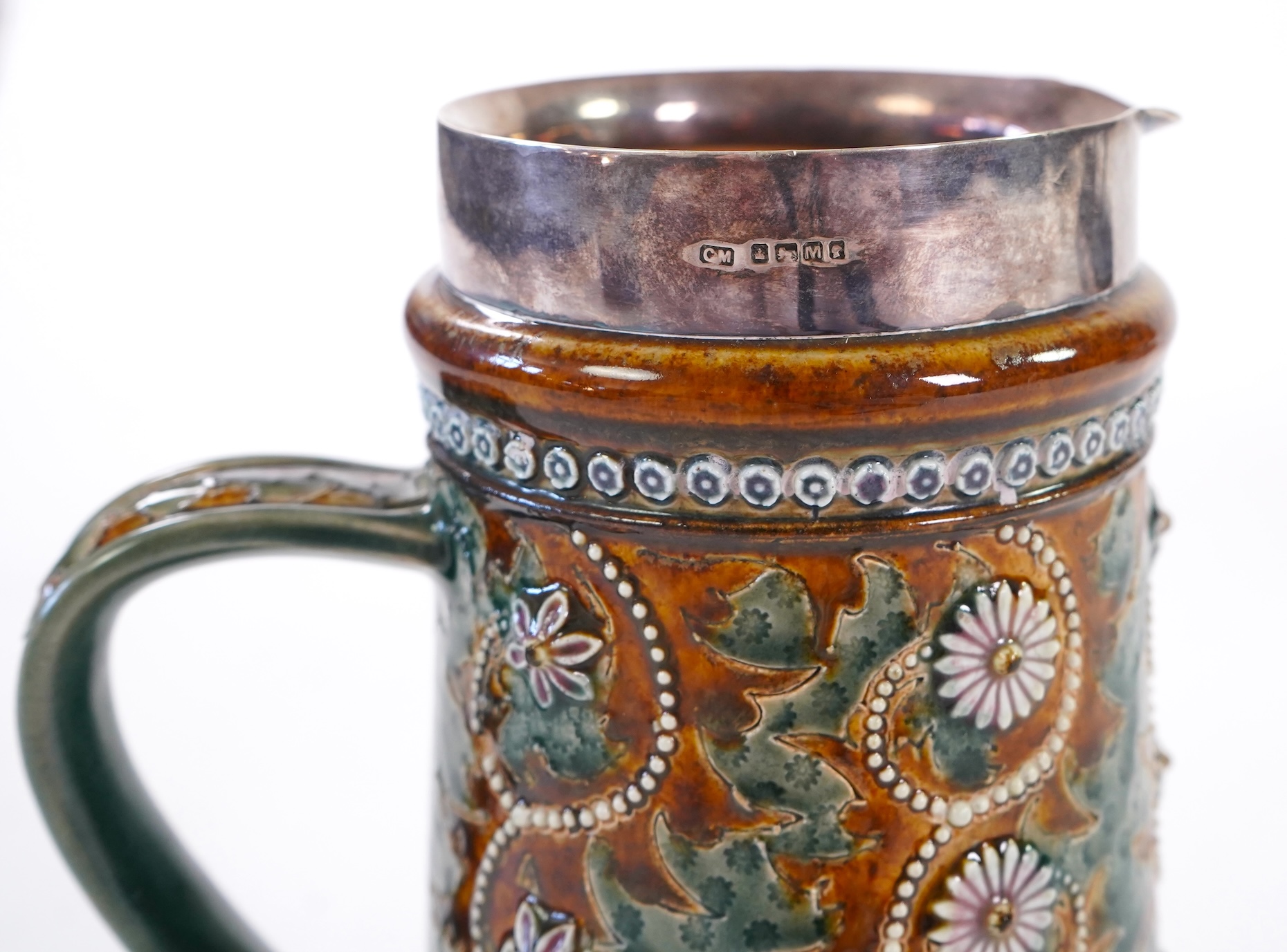 George Tinworth and Rosina Brown for Doulton Lambeth: A stoneware lemonade jug